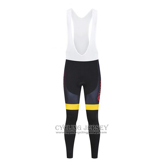 2019 Cycling Jersey Direct Energie Black Yellow Long Sleeve And Bib Tight